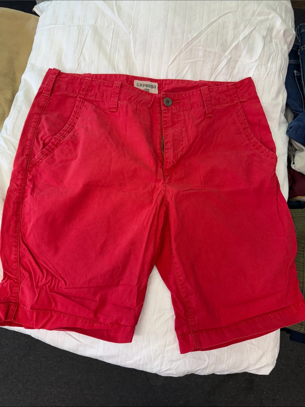Express Men’s Red Flat Front Casual Shorts